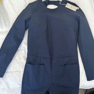 Malbon Navy Long Sleeve Jumpsuit golf